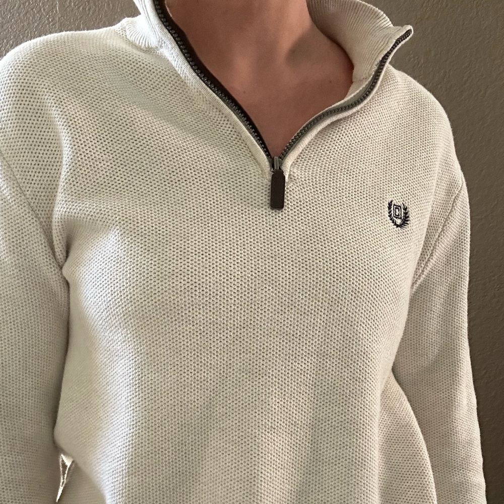 SOLD CHAPS Men’s Medium 3/4 Zip Cotton Sweater - Picture 4 of 8